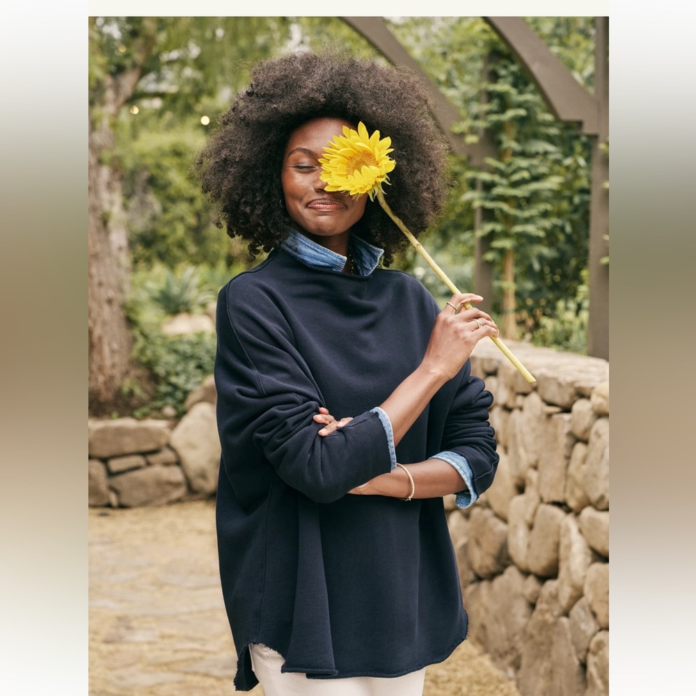 Frank & Eileen Effie long sleeve funnel neck capelet